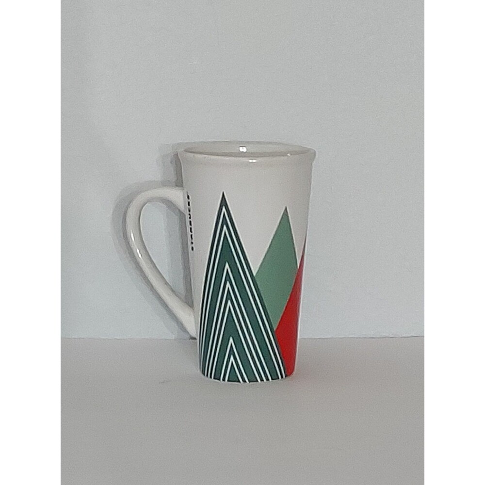 STARBUCKS 14 oz Ceramic Christmas Tree Travel Coffee Cup Tea Latte Mug 6" Tall